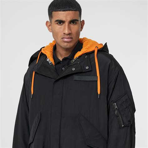 burberry parka with detachable hood and warmer|Detachable Warmer Nylon Parka in Black .